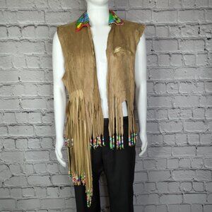 60's Flower Child Handmade Vest and Bell Bottom Jean Costume, Women's XL